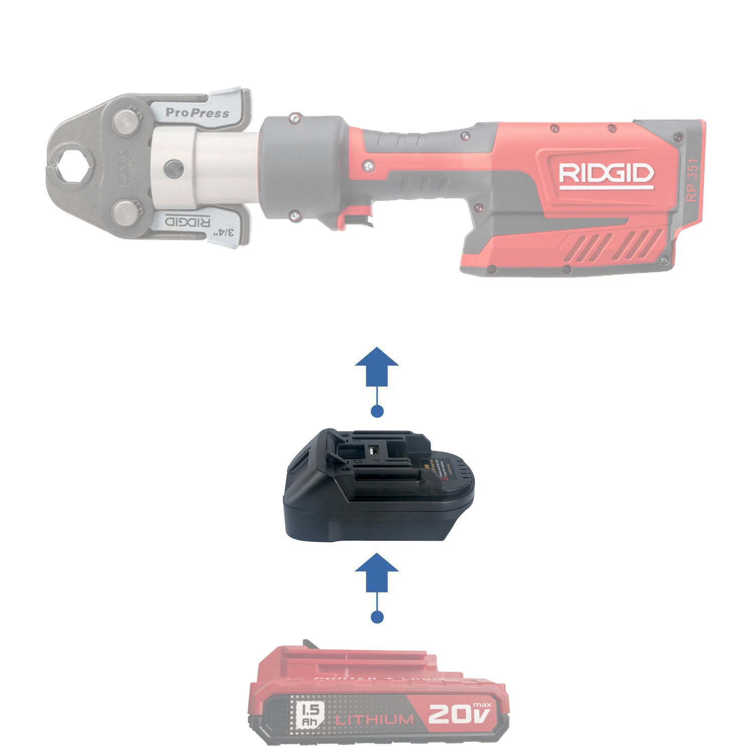 Porter Cable 20V auf RIDGID RED 18V Batterieadapter