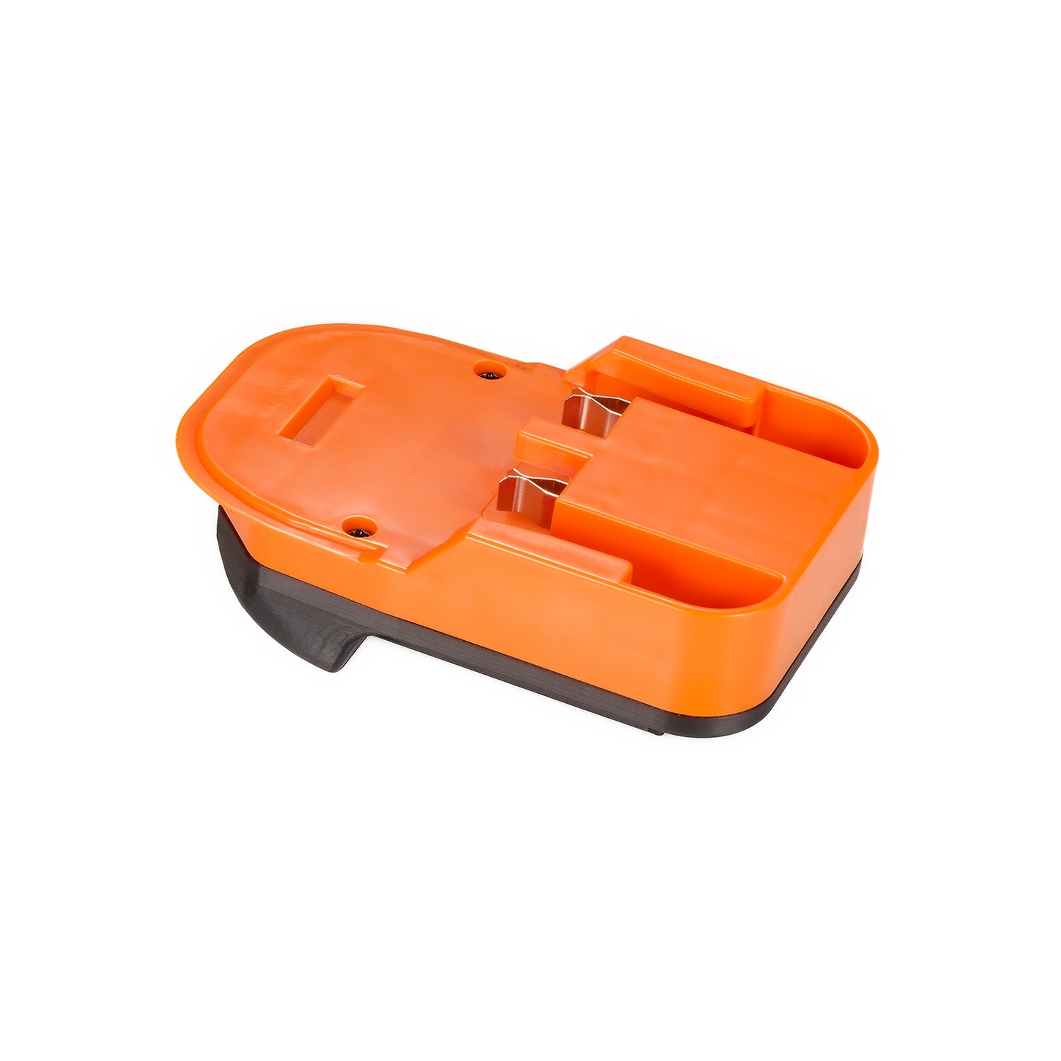 RIDGID 18V to Masterforce 20V battery adapter - battery-side connection, twin copper spring contacts and guide rails