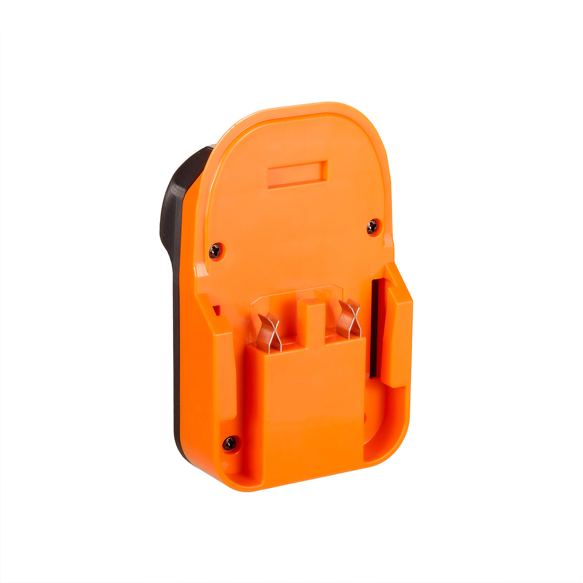 RIDGID 18V to Masterforce 20V battery adapter - battery-side connection, twin copper spring contacts and guide rails