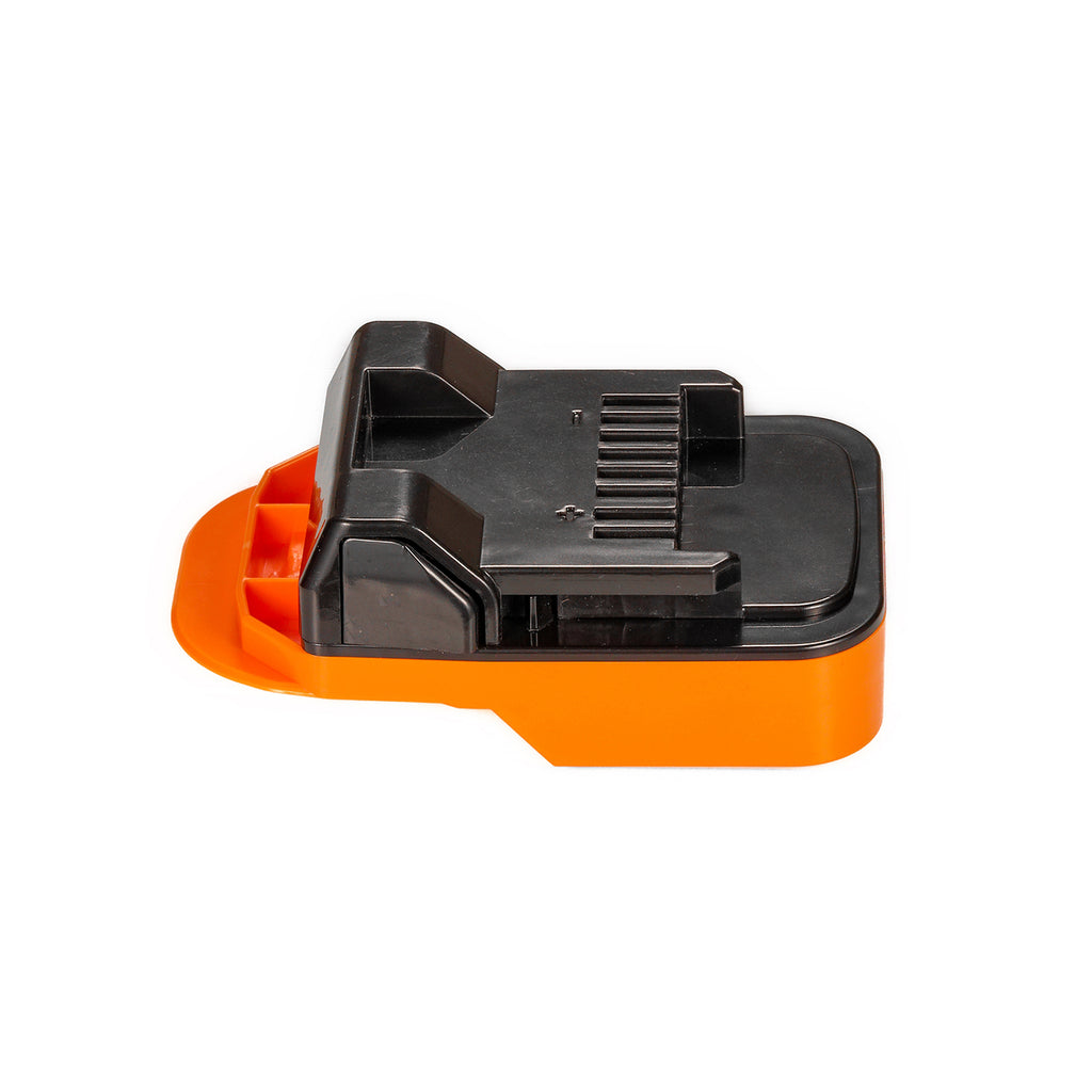 RIDGID 18V to Metabo HPT 18V battery adapter - tool-side plate with fins and + and - marks