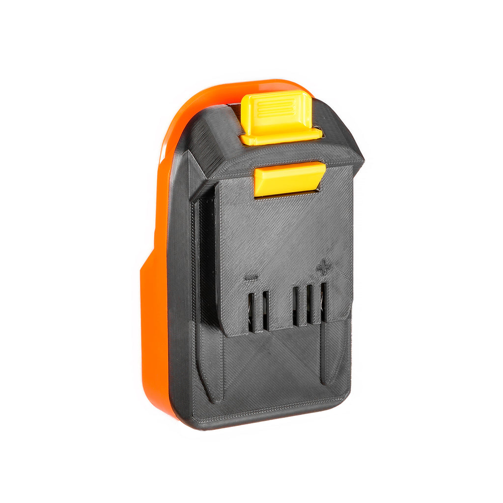 RIDGID 18V to WEN 20V battery adapter - WEN tool-side connection, five terminal slots, molded plus and minus marks