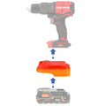 AEG 18V to Craftsman 20V battery adapter - compatibility diagram showing battery, adapter and hammer drill