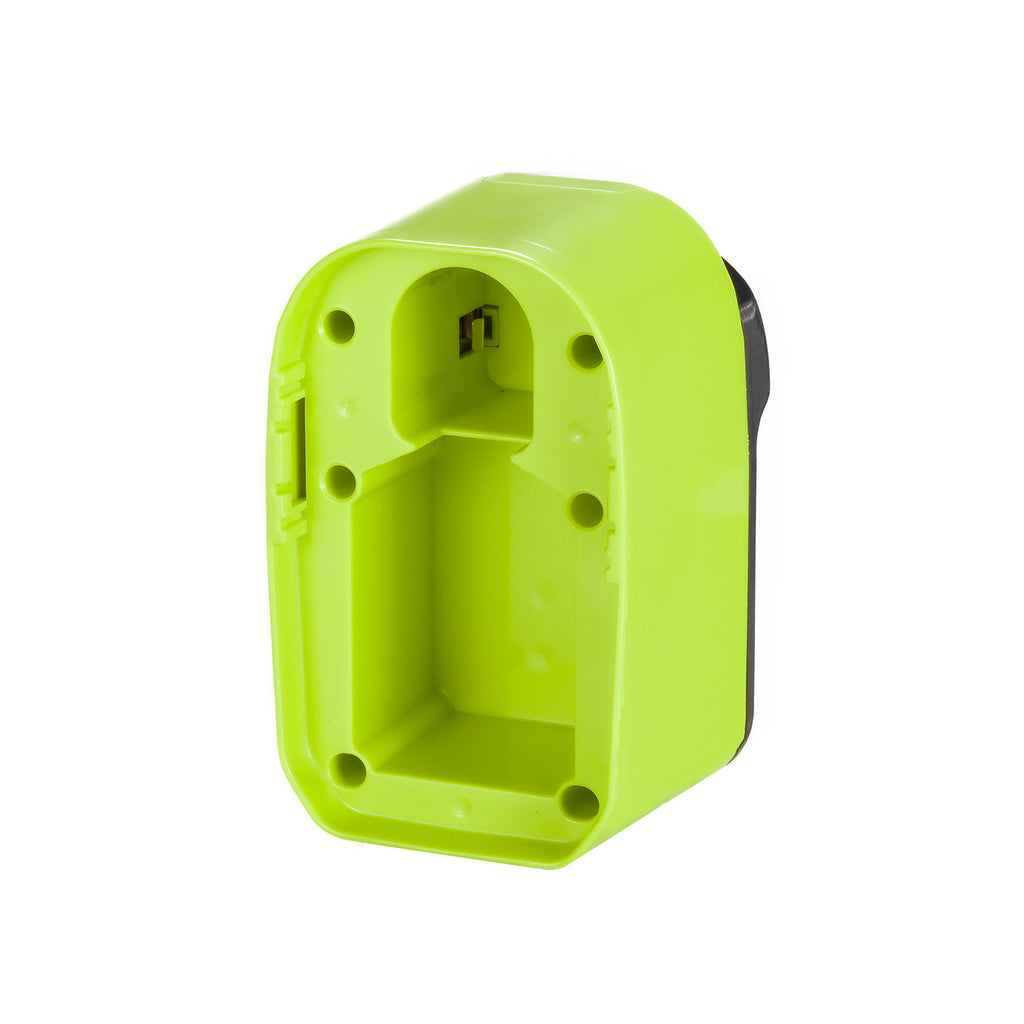 Ryobi 18V ONE+ to Masterforce 20V battery adapter - battery-side connection, recessed terminal contacts in the pocket