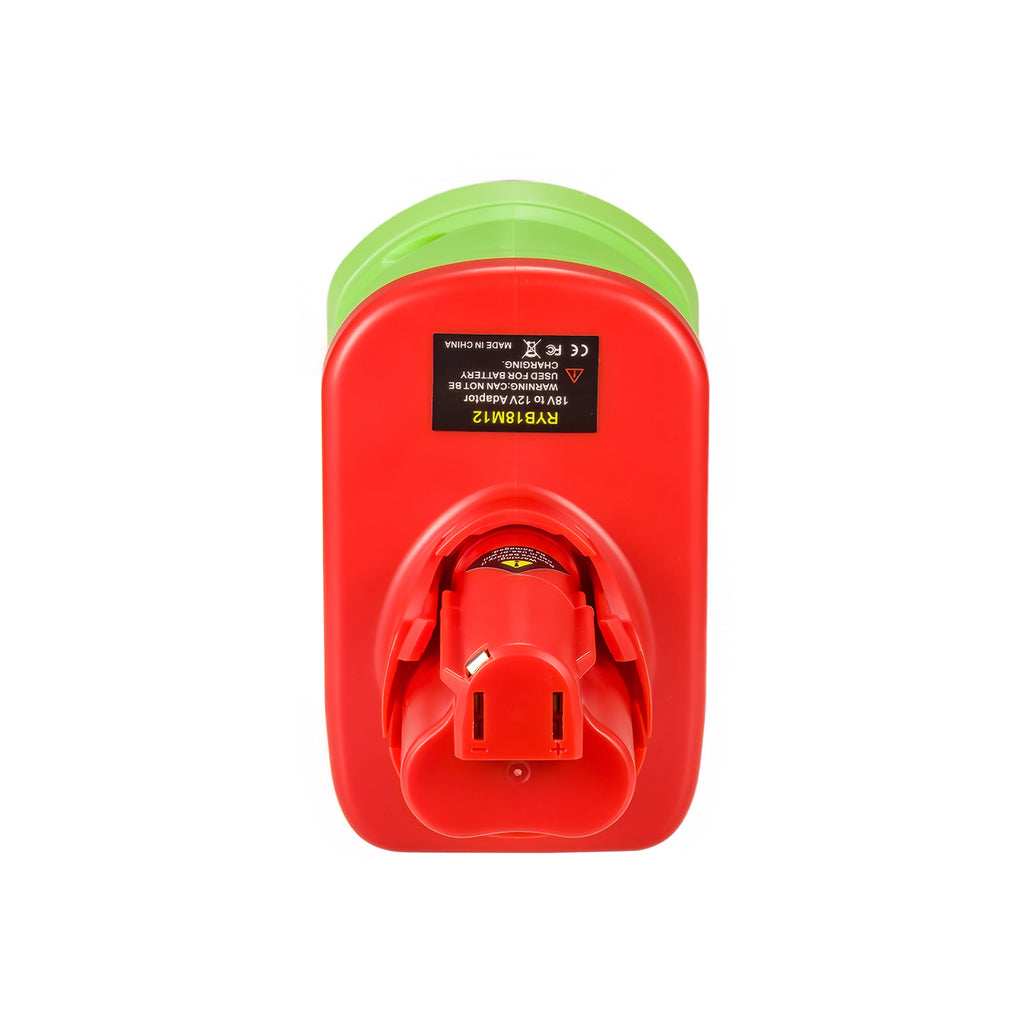 Ryobi 18V ONE+ to Milwaukee M12 battery adapter - Milwaukee tool-side stem end-on