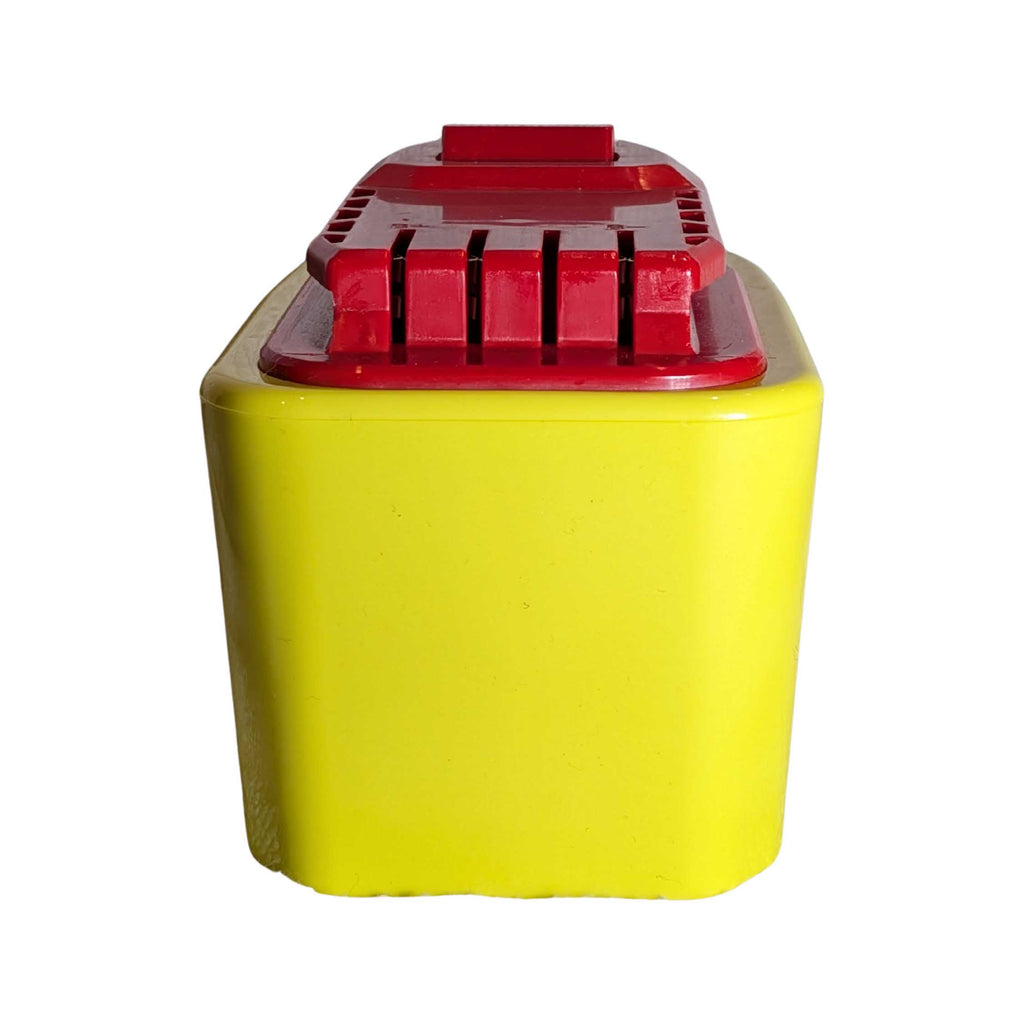 Ryobi 18V ONE+ to Stanley V20 battery adapter - tool-side connection seen along its length, ribbed profile above the body