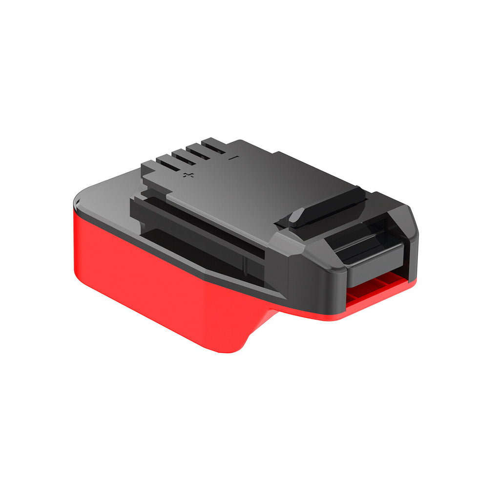 Stanley V20 to Black and Decker 20V battery adapter - black tool-side connection with vent ribs and polarity marks over