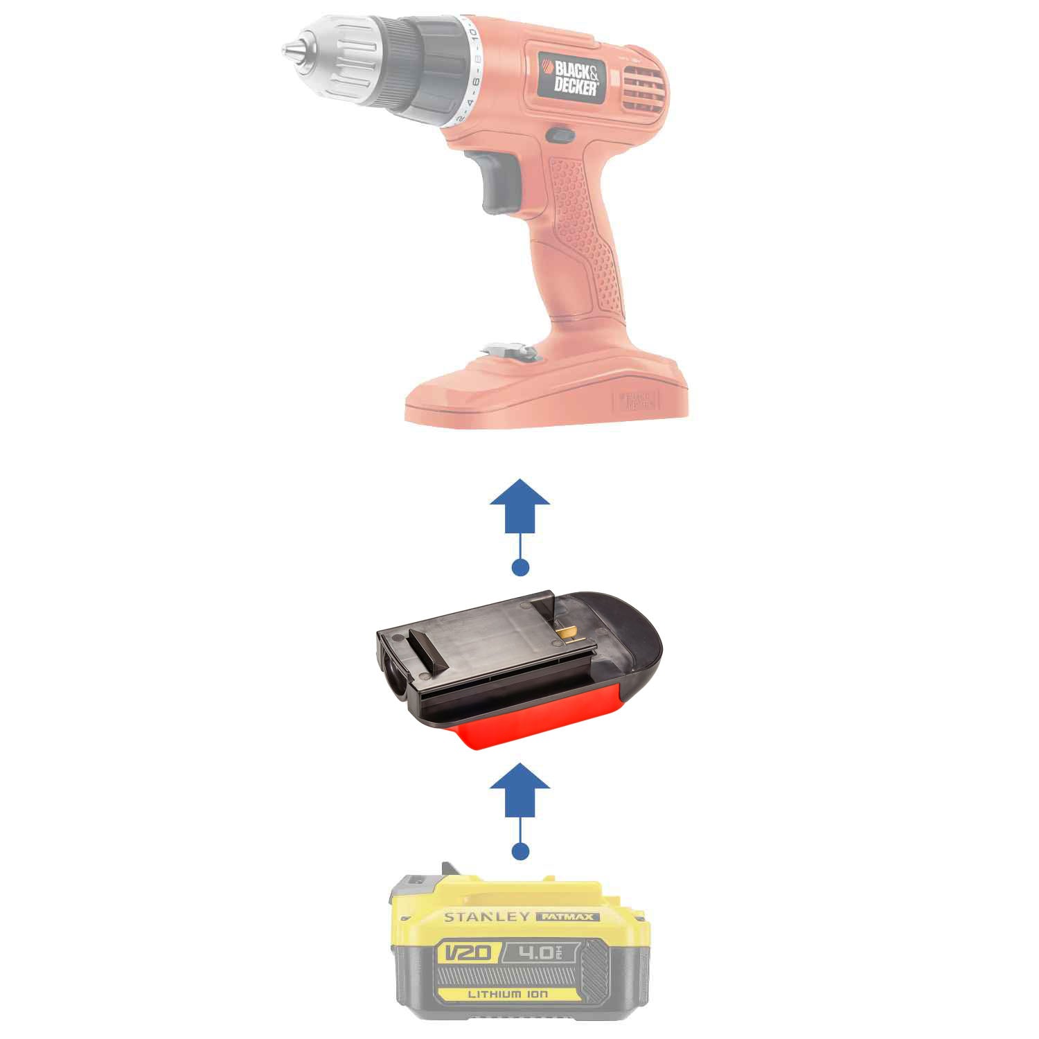 Stanley V20 auf Black and Decker 18V Ni-Cd Batterieadapter