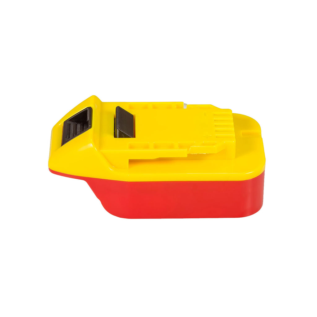 Stanley V20 to Hercules 20V battery adapter - Hercules tool-side connection at a low angle, ribbed release button