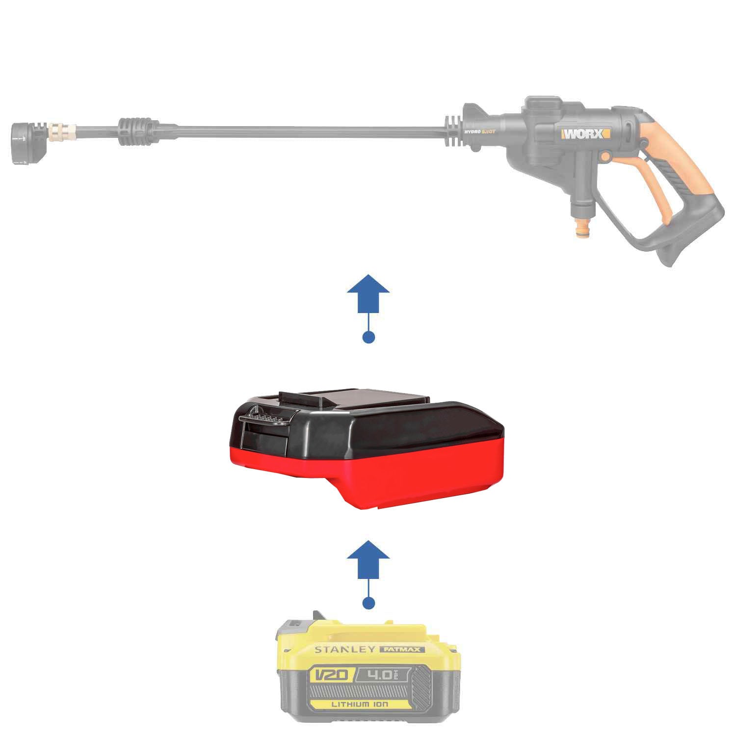 Stanley V20 auf WORX 20V PowerShare (Orange) Batterieadapter