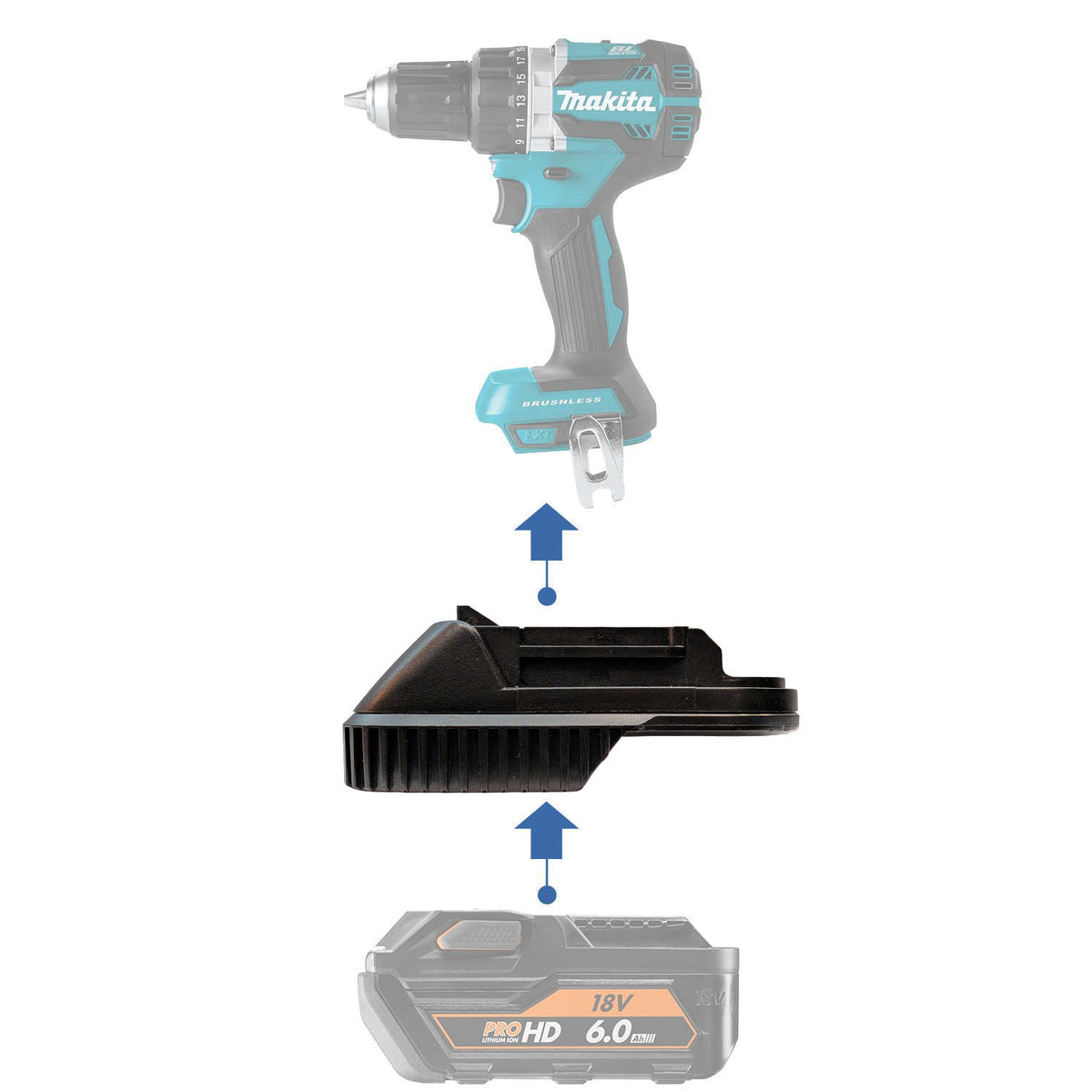 AEG 18V auf Makita 18V LXT Akkuadapter