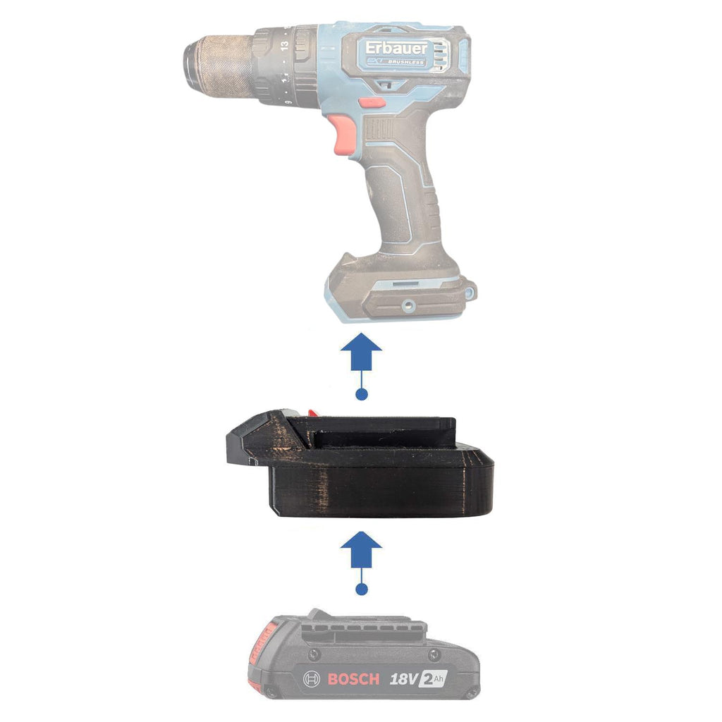 Bosch 18V GBA (Blau) auf Erbauer 18V EXT Akkuadapter