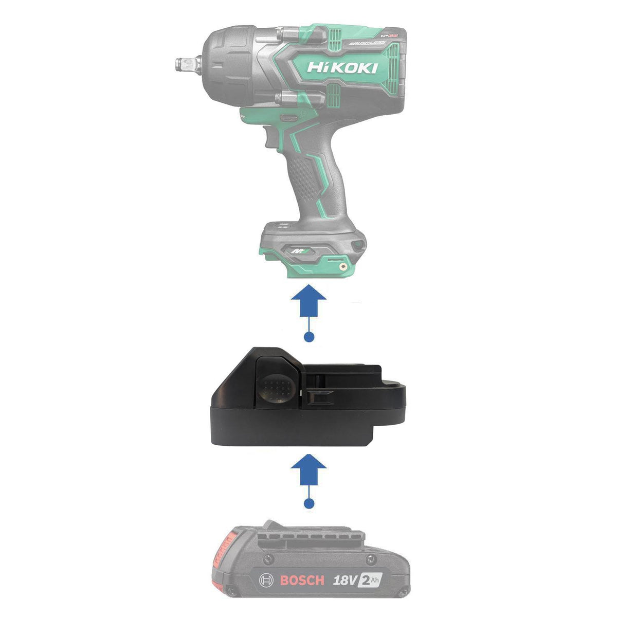 Bosch 18V GBA (Blau) auf Hikoki 18V Akkuadapter