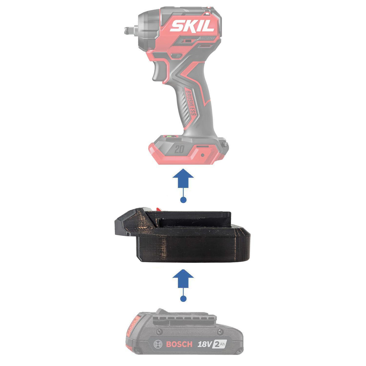 Bosch 18V GBA (Blau) auf SKIL 20V PWR CORE Akkuadapter