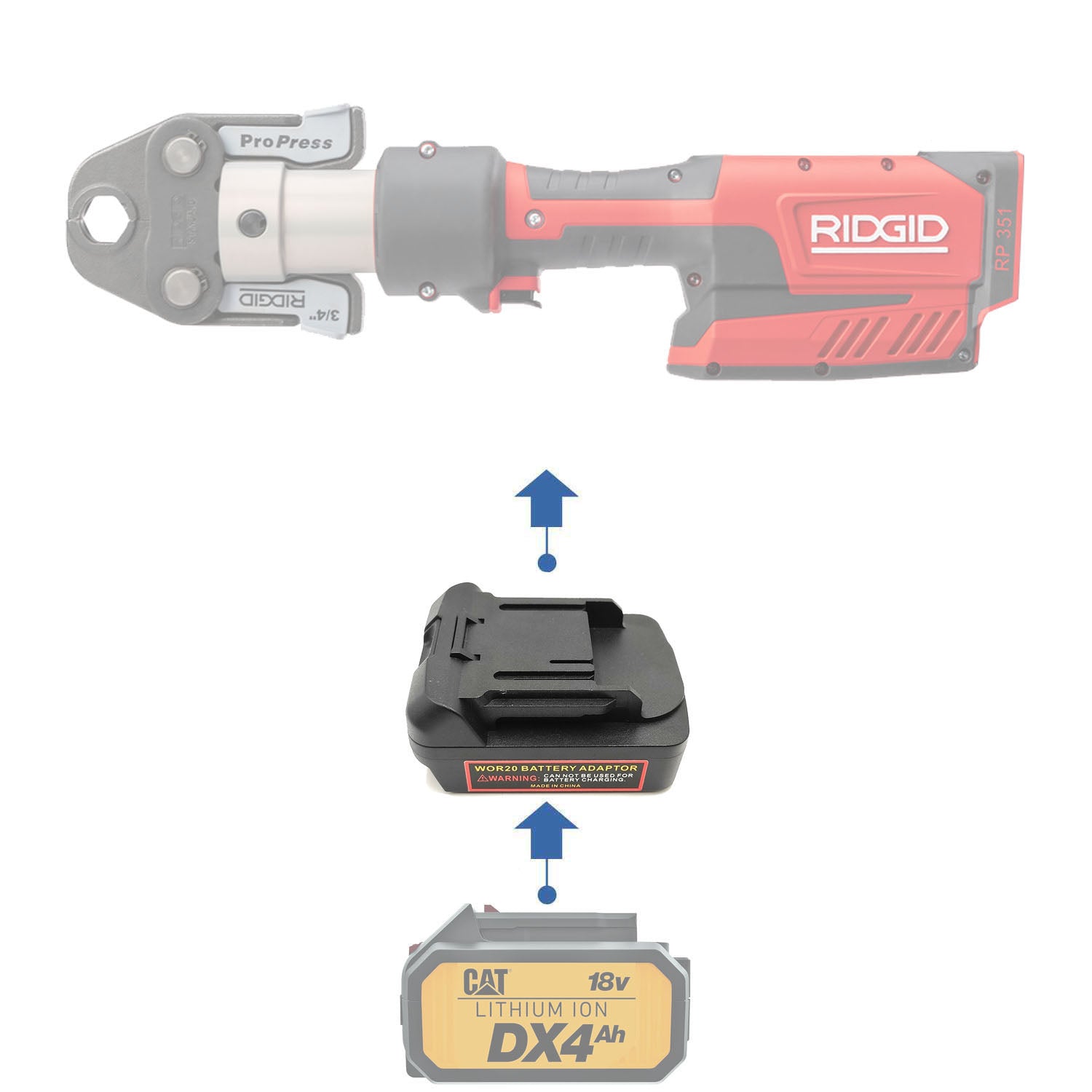 CAT 18V auf RIDGID 18V ROT Akkuadapter