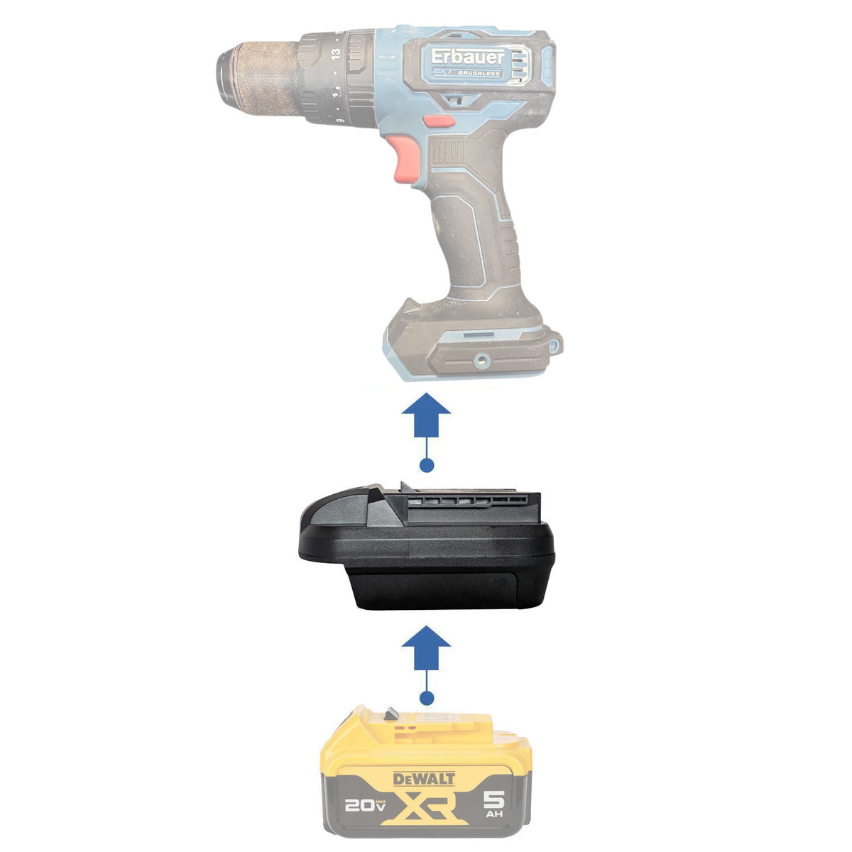 DeWalt 20V MAX auf Erbauer 18V EXT Akkuadapter