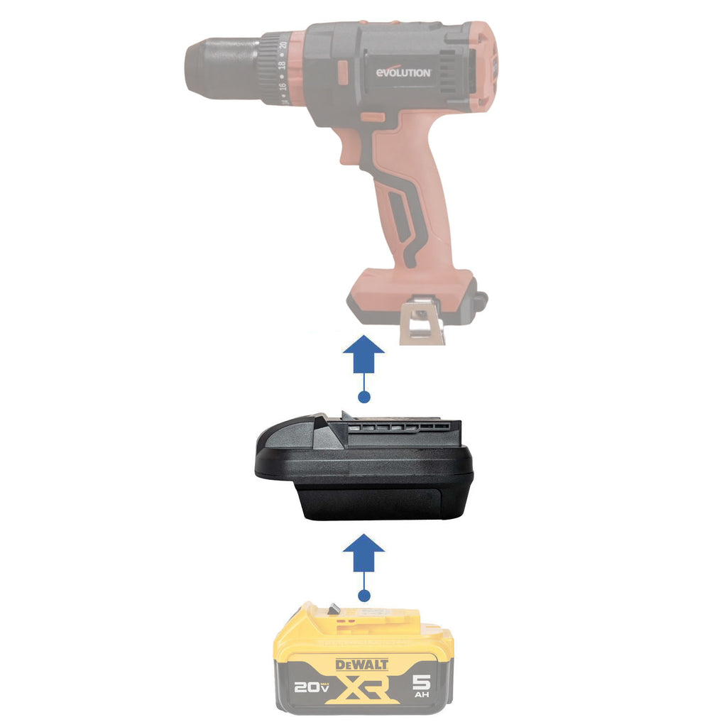 DeWalt 20V MAX auf Evolution 18V EXT Akkuadapter