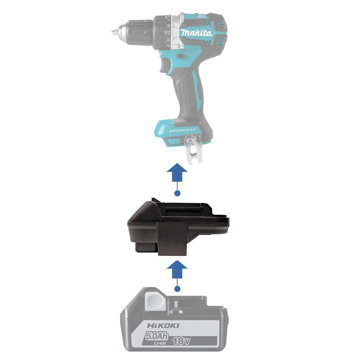 Hikoki 18V auf Makita 18V LXT Akkuadapter