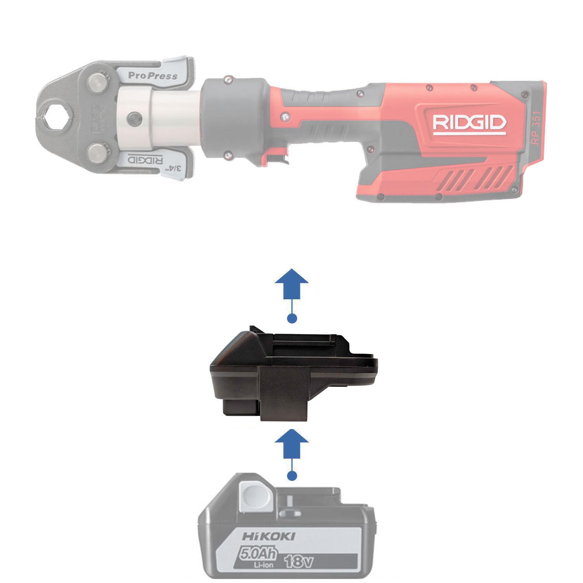 Hikoki 18V auf RIDGID 18V ROT Akkuadapter
