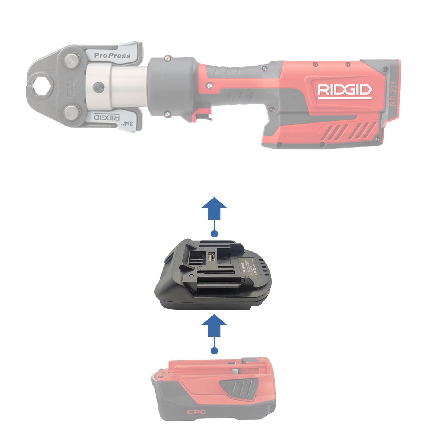 Hilti 22V auf RIDGID 18V ROT Akkuadapter
