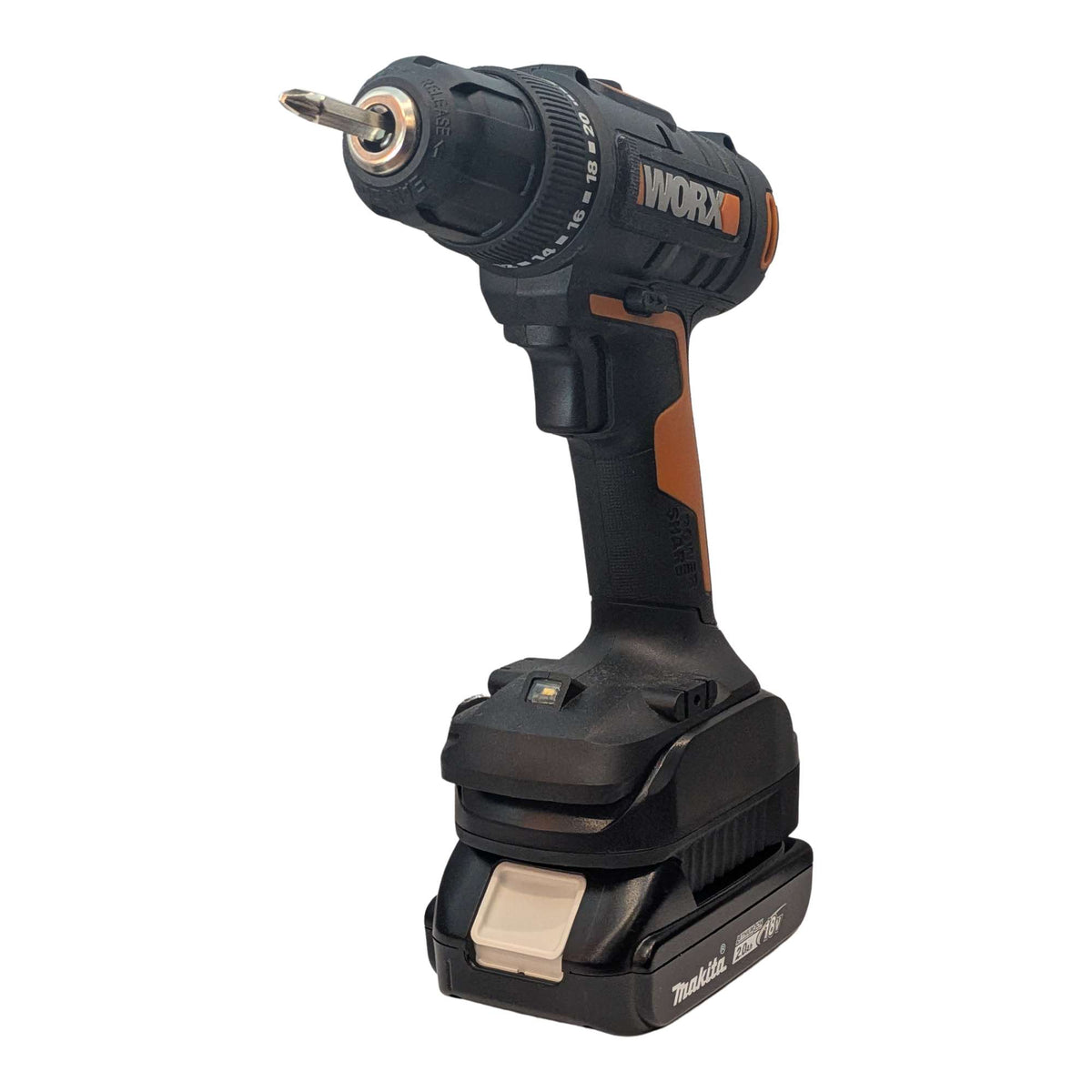 Makita 18V LXT auf WORX 20V PowerShare (Orange) Akkuadapter