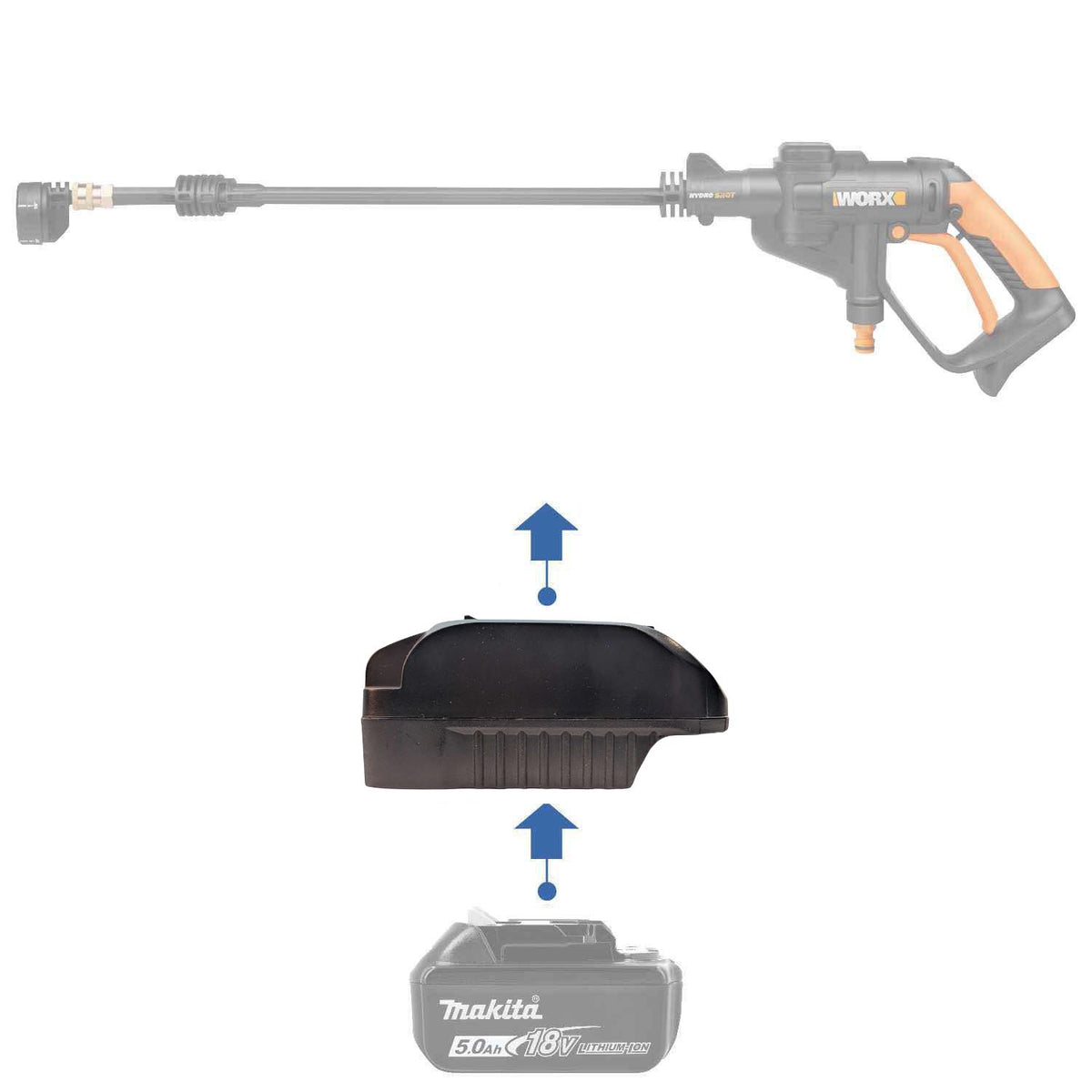 Makita 18V LXT auf WORX 20V PowerShare (Orange) Akkuadapter