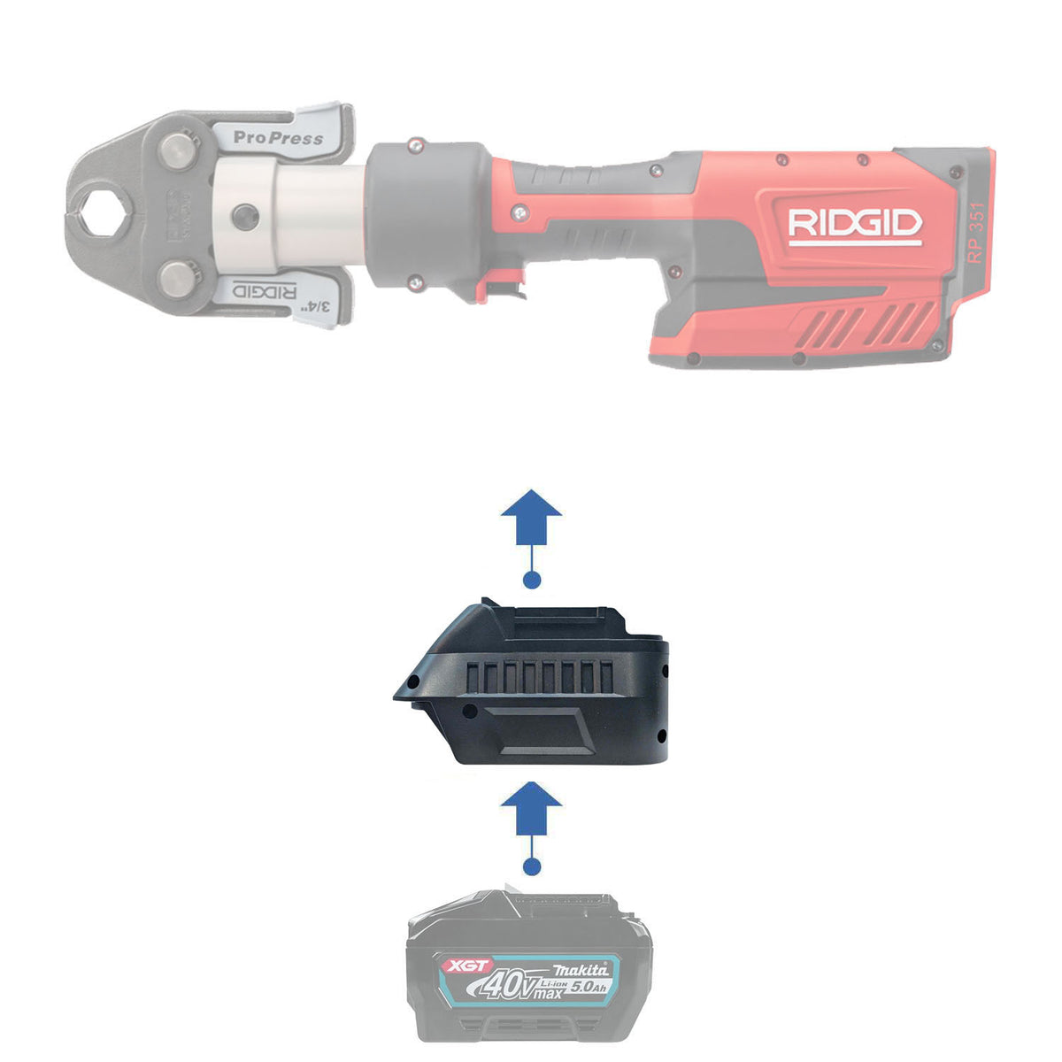 Makita 36V/40V XGT auf RIDGID 18V ROT Akkuadapter