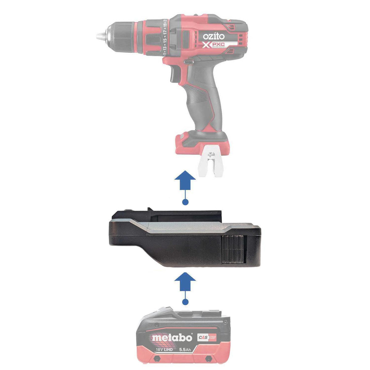 Metabo CAS 18V auf Ozito 18V PXC Akkuadapter