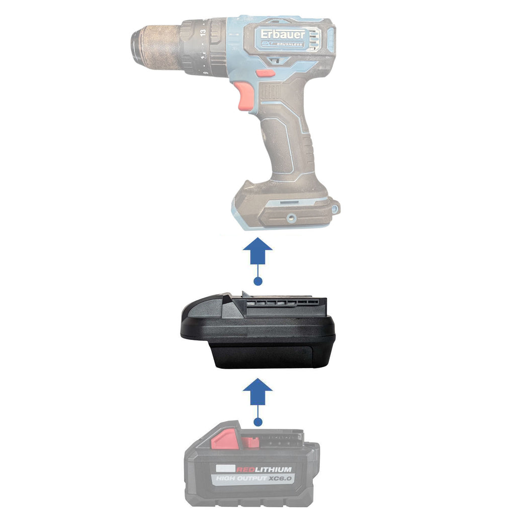 Milwaukee M18 auf Erbauer 18V EXT Akkuadapter