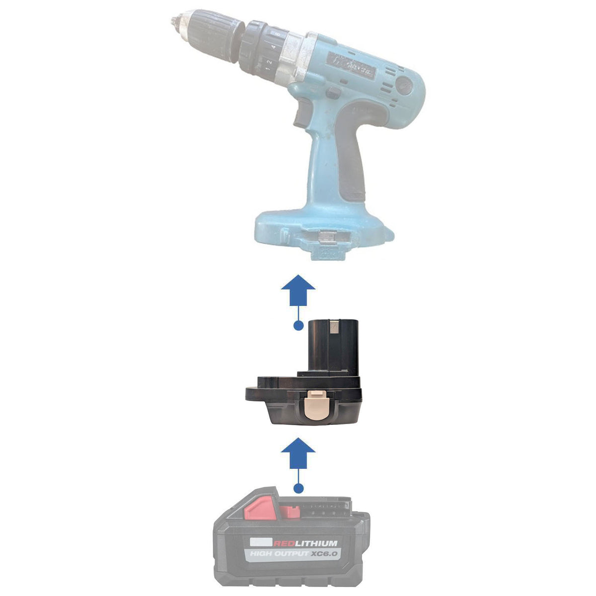 Milwaukee M18 auf Makita 18V Ni-Cd/Ni-MH Akkuadapter