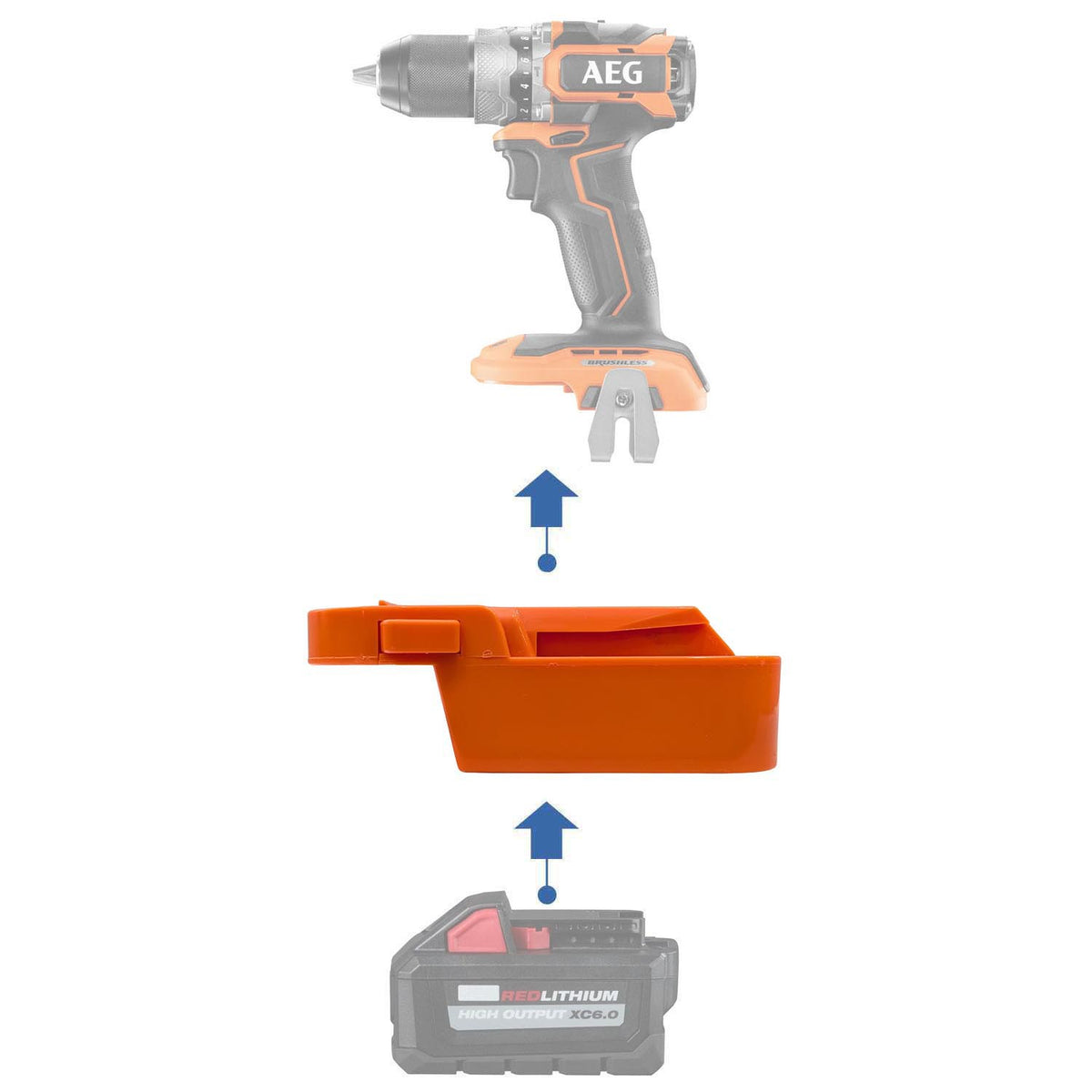 Milwaukee M18 auf AEG 18V Akkuadapter