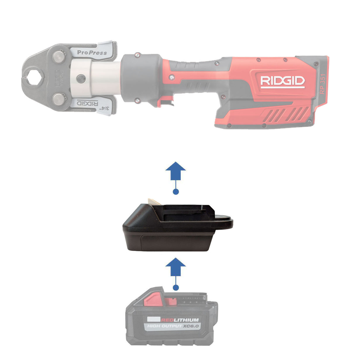 Milwaukee M18 auf RIDGID 18V ROT Akkuadapter