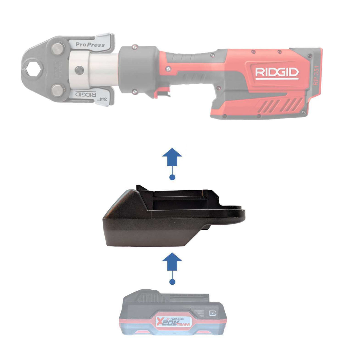 Parkside X20V auf RIDGID 18V ROT Akkuadapter
